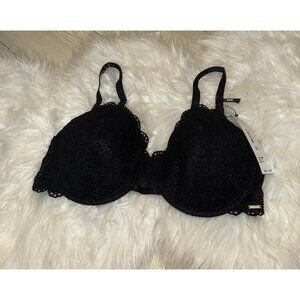 DKNY Womens Superior Lace Balconette Bra Underwire Lined Womens 36D Black DK4500